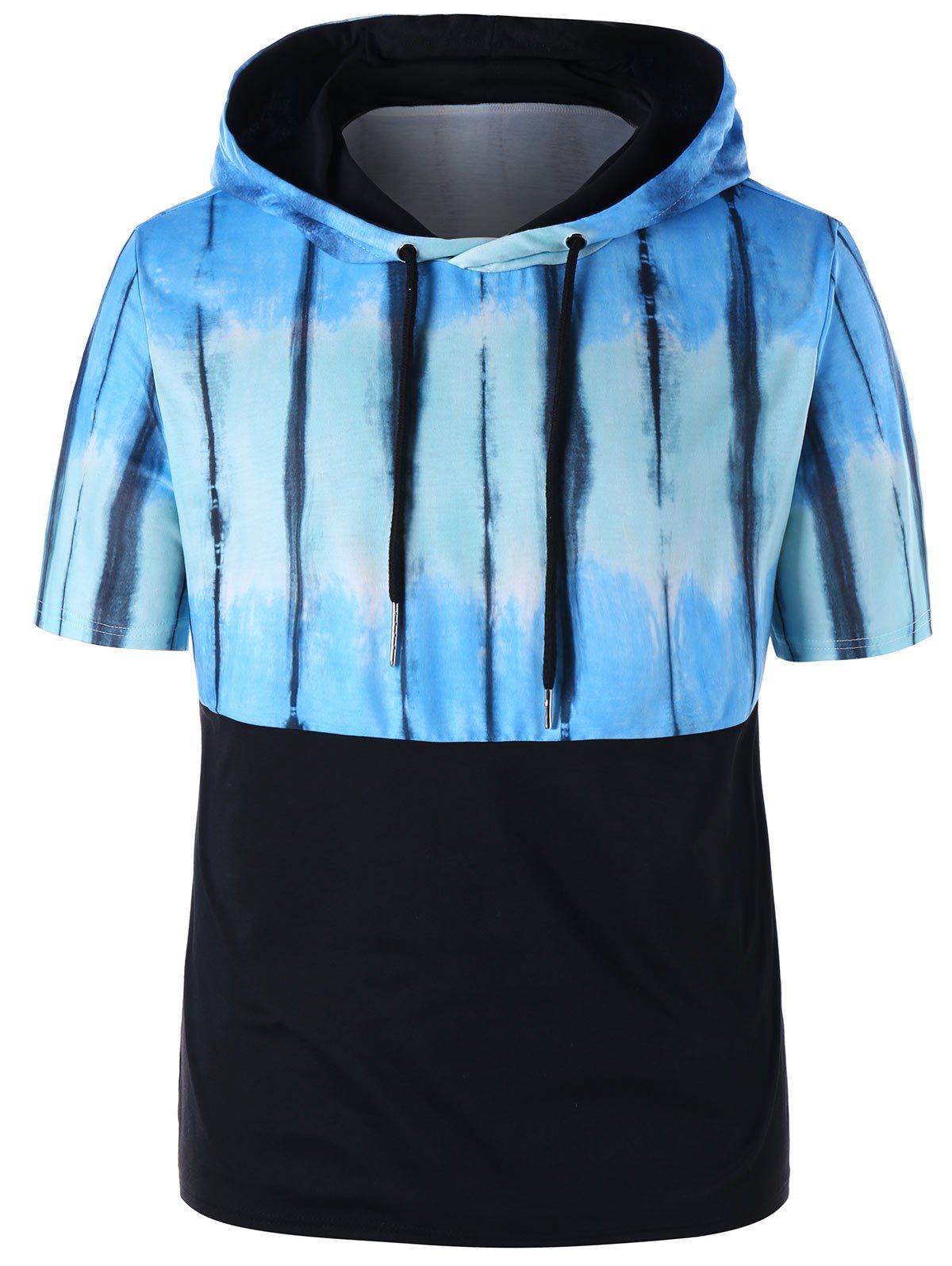 Sweat-Shirt à Capuche avec Cordon de Serrage à Manches Courtes Bleu Ciel Léger  M