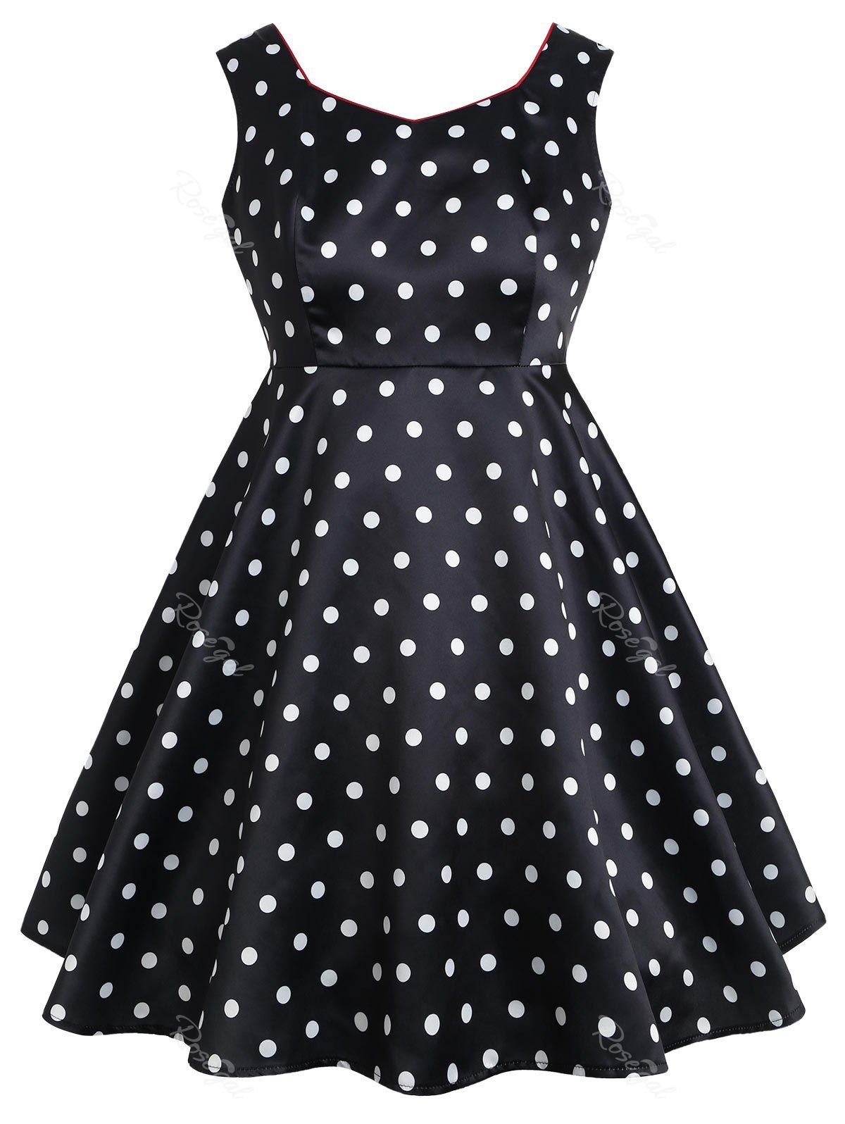 

Plus Size Polka Dot Sleeveless Dress, Black