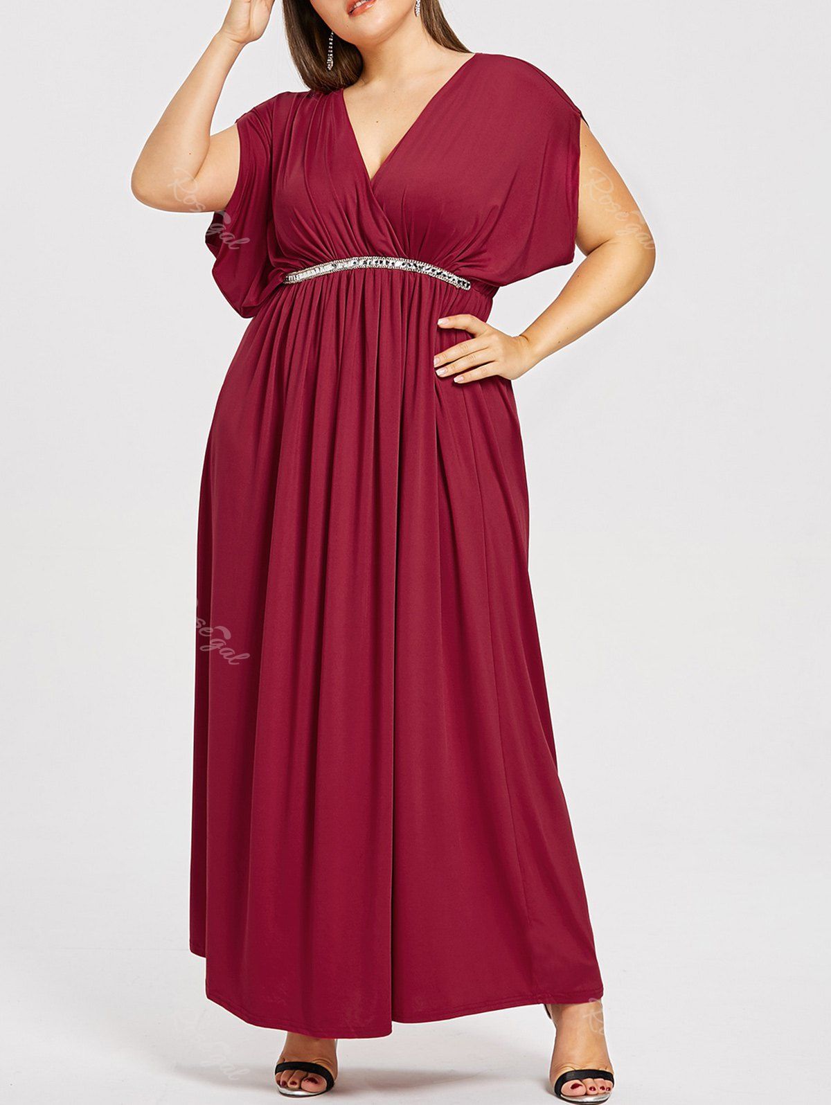 [38 Off] Plunge Plus Size Prom Maxi Dress Rosegal