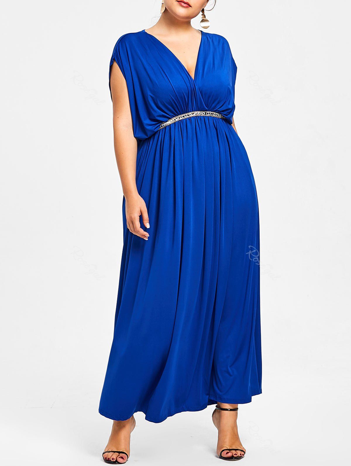 

Plunge Plus Size Prom Maxi Dress, Blue