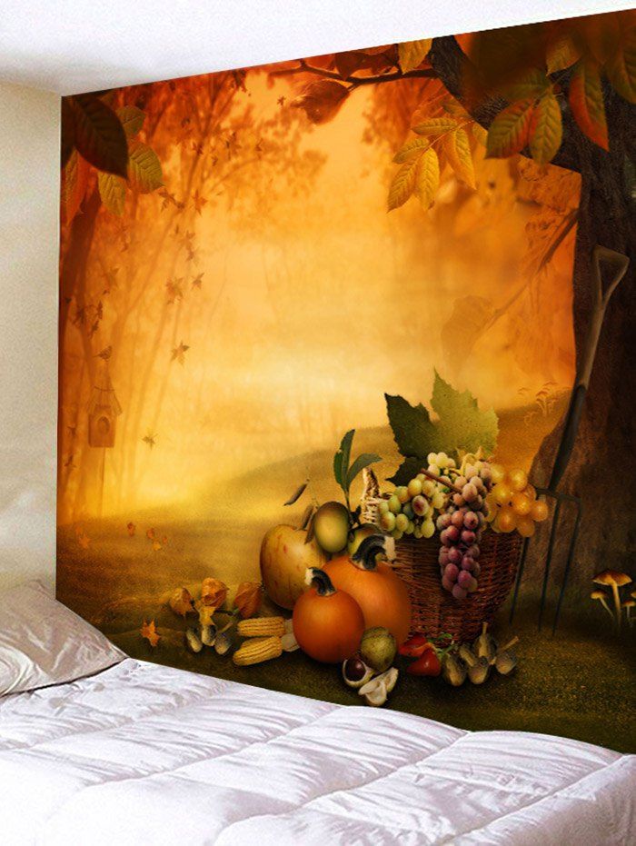 

Fruit Basket Print Wall Hanging Art Tapestry, Brown