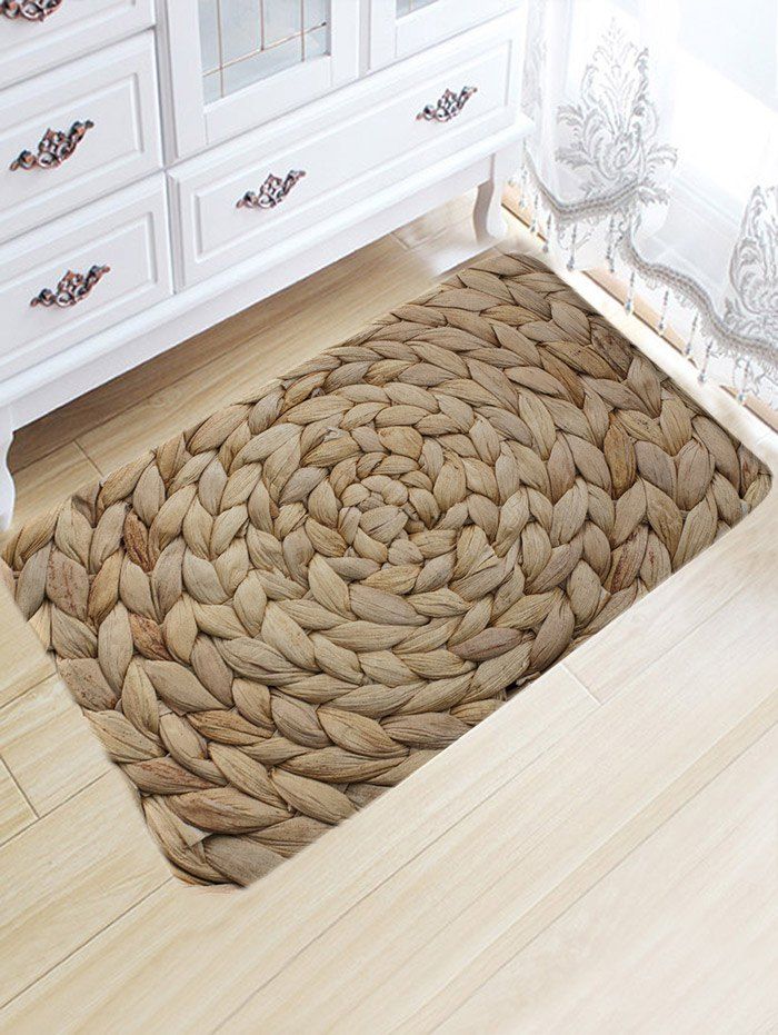 

Straw Weave Pattern Anti-skid Water Absorption Area Rug, Camel brown