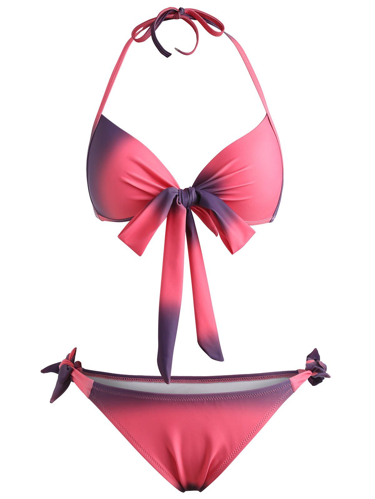

Push Up Ombre Halter Bikini Set, Light pink