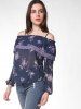 FRENCH BAZAAR Strap Cold Shoulder Floral Print Ruffle Top -  