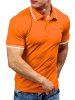 T-Shirt Décontracté Rayure Coupée avec Demi Bouton - Orange 3XL