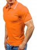 T-Shirt Décontracté Rayure Coupée avec Demi Bouton - Orange 3XL