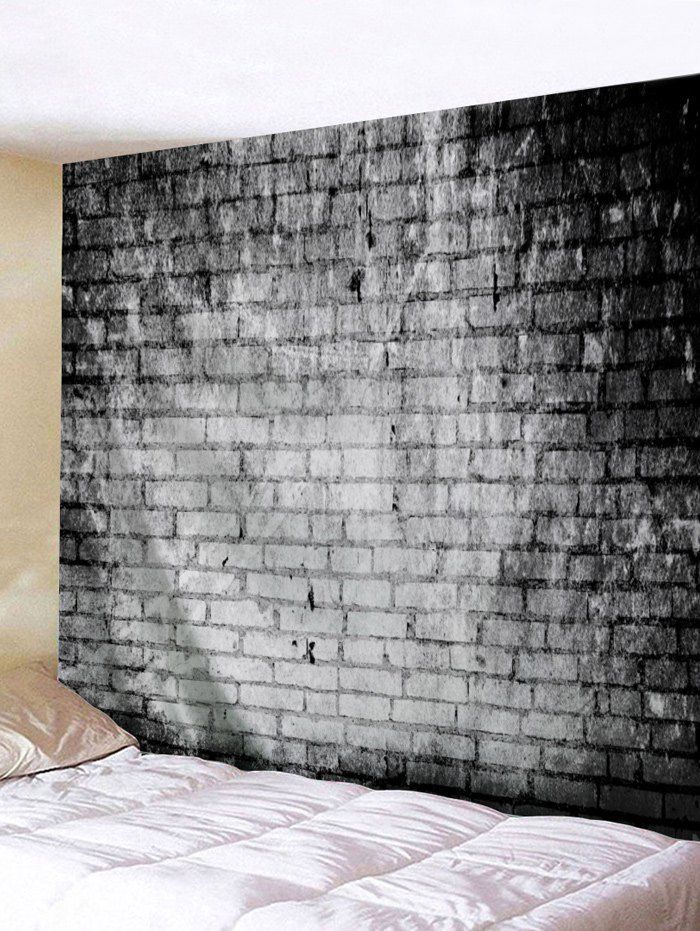 

Gray Bricks Wall Print Hanging Tapestry, Battleship gray