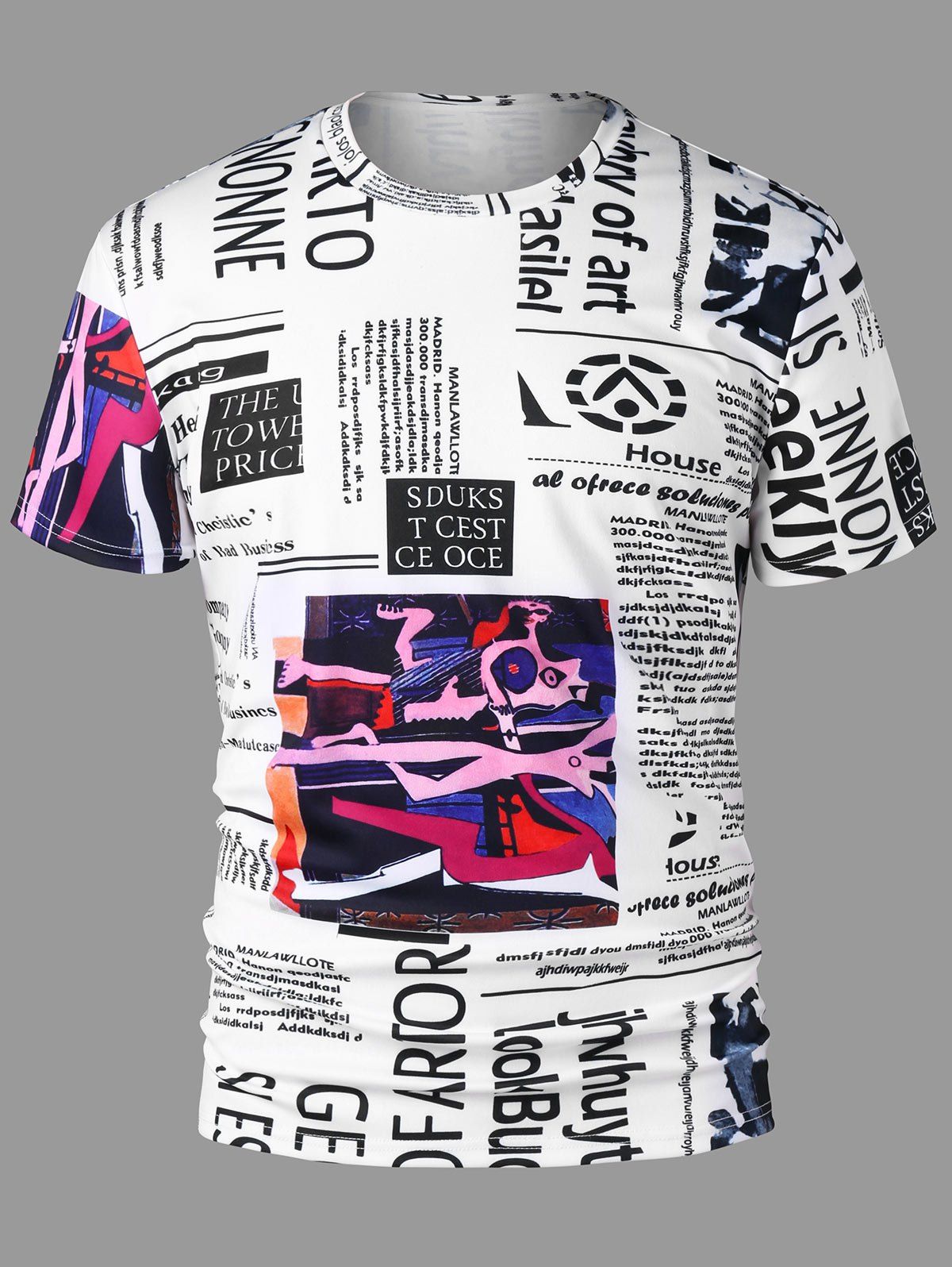 [41% OFF] English Newspaper Print Crew Neck T-shirt | Rosegal