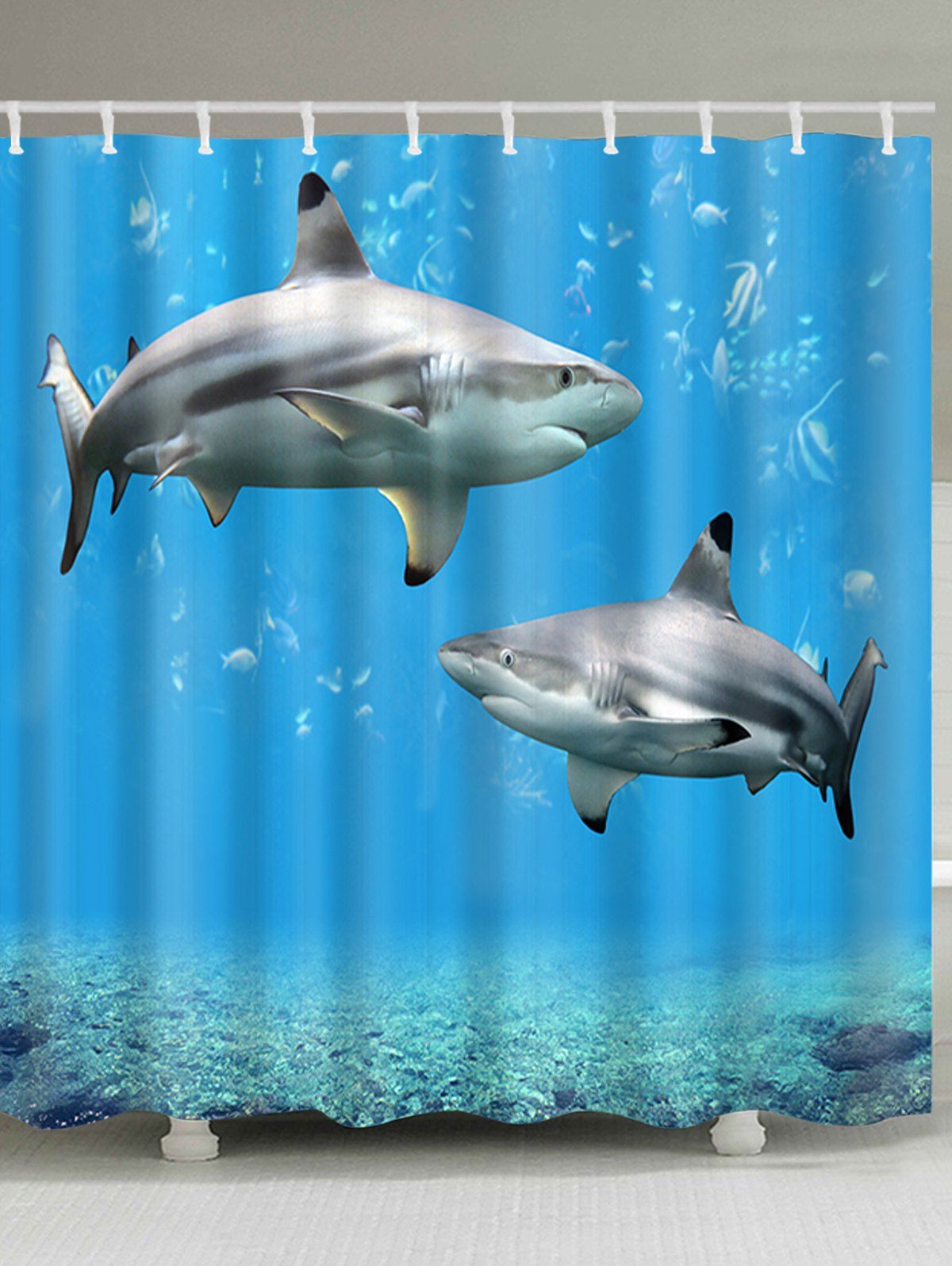 

Ocean Sharks Print Shower Curtain, Butterfly blue