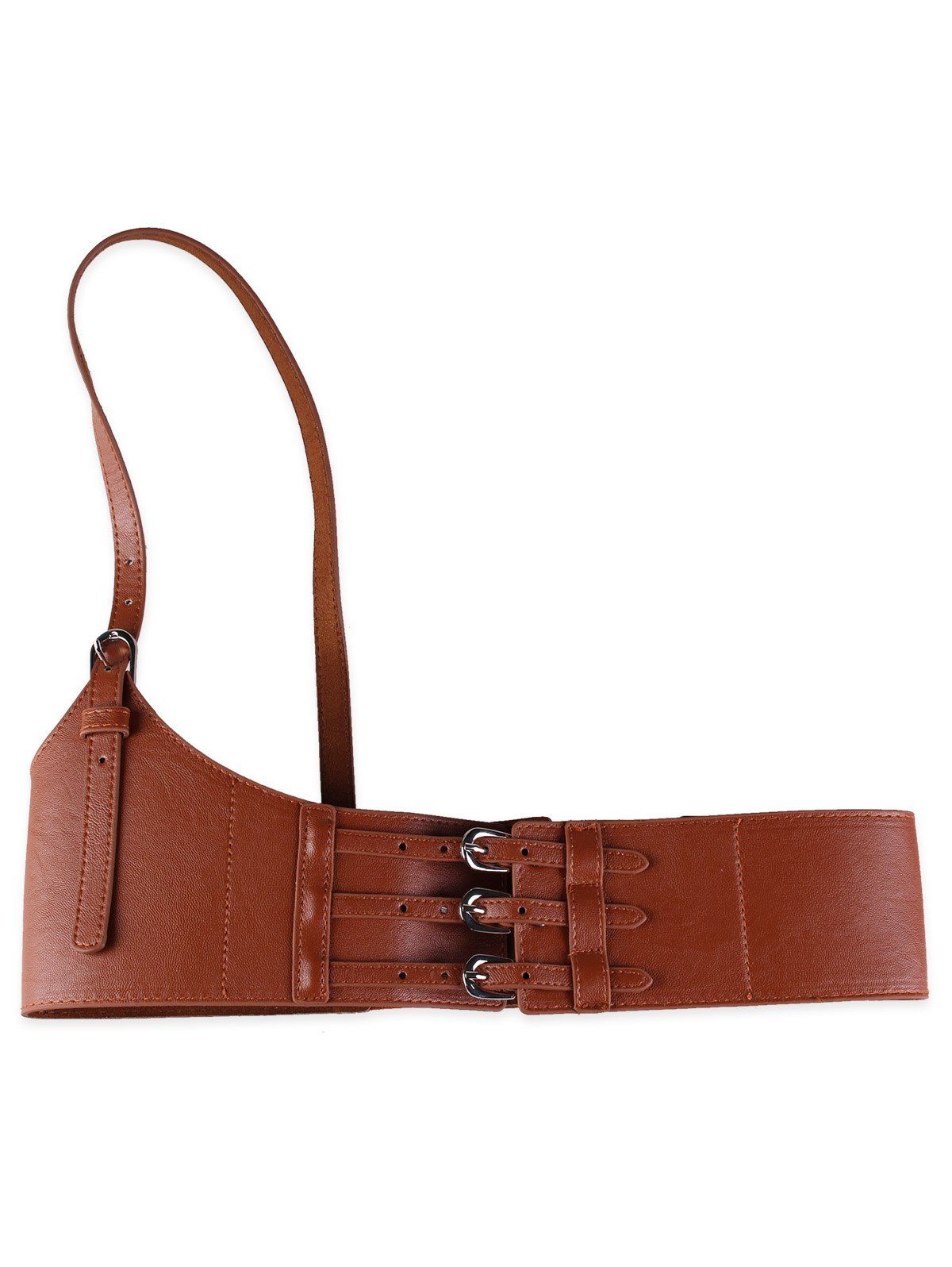 

Unique Multi Buckles Faux Leather Harness Belt, Red dirt