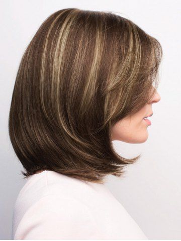2018 Short Side Parting Highlight Straight Bob Synthetic Wig 2018 Short Side Parting Highlight Straight Bob Synthetic Wig Rosegal
