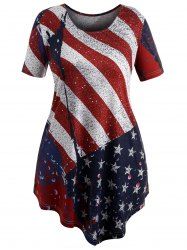 patriotic flag shirt american tops plus shirts sleeve 4xl clothes summer short usa neck clothing apparel casual blouse asymmetric womens