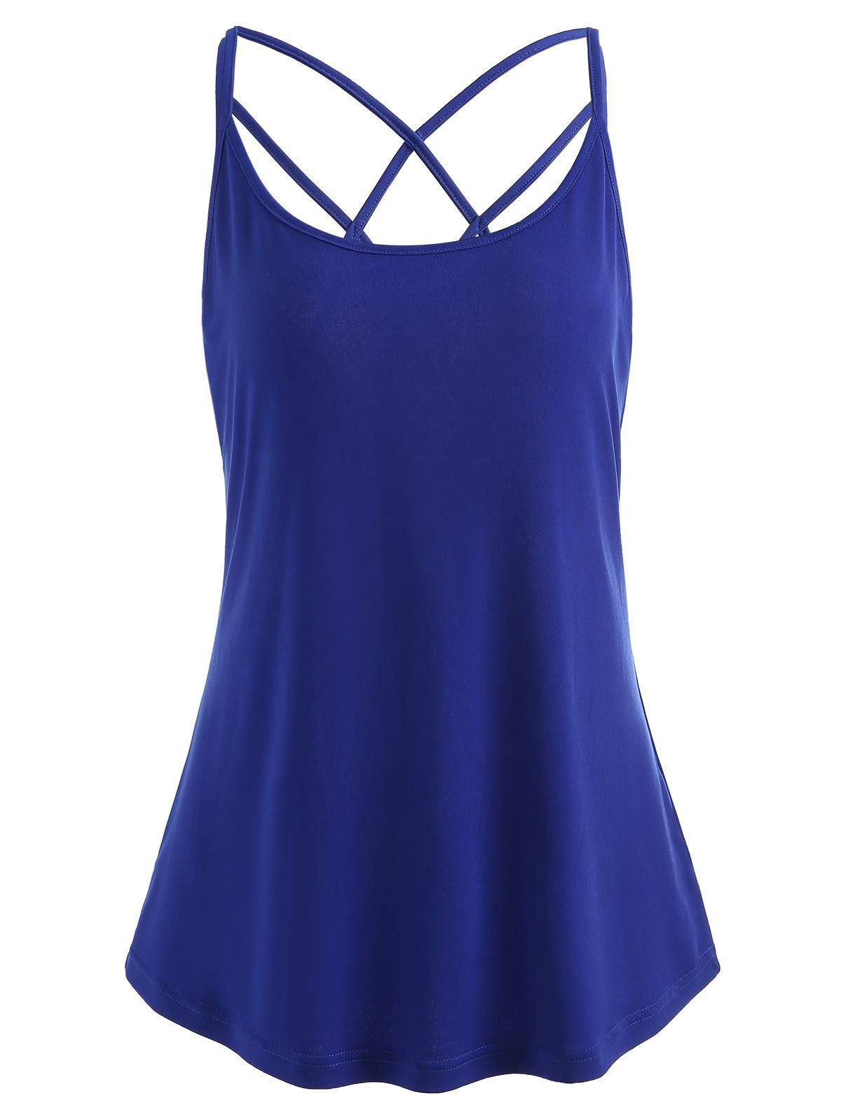 

Lattice Cut Back Tank Top, Blue