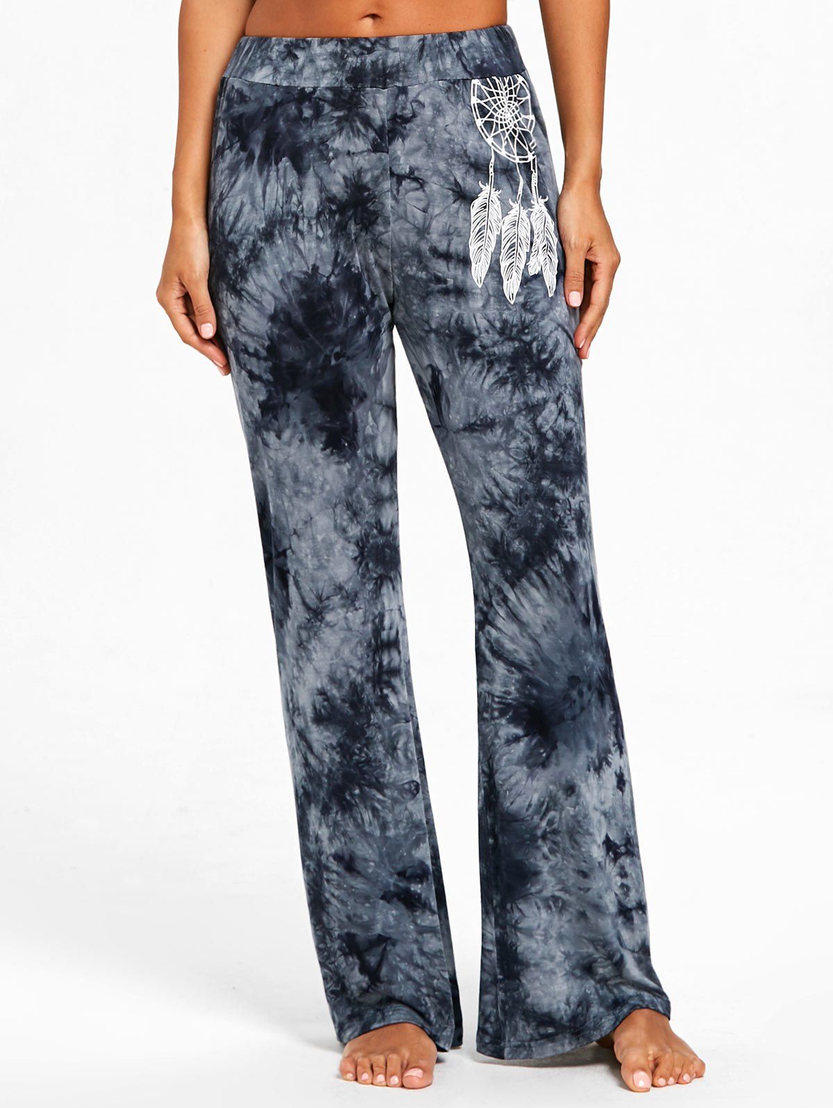

Aeolian Bells Print Tie Dye Palazzo Pants, Blue gray