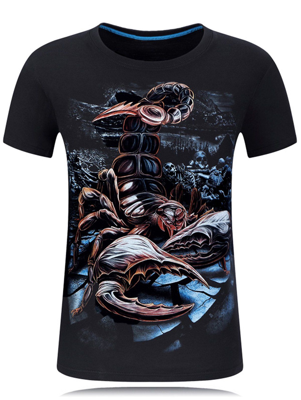 

Crew Neck 3D Scorpion Print T-shirt, Black
