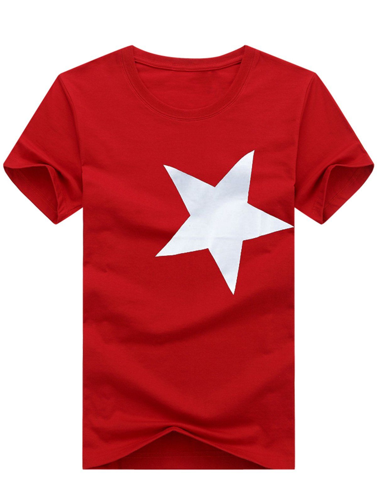 

Crew Neck Star Print T-shirt, Love red
