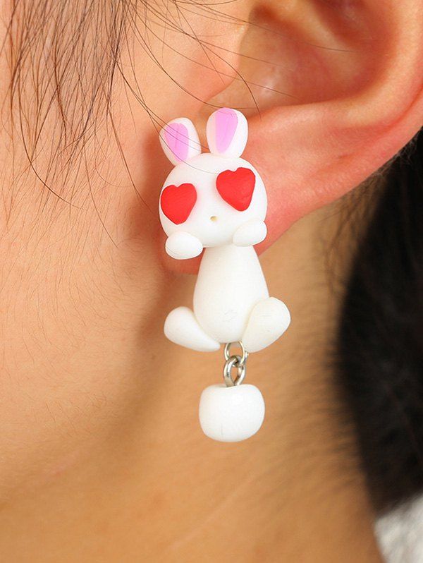 

Cute Animal Tail Front Back Earrings, White