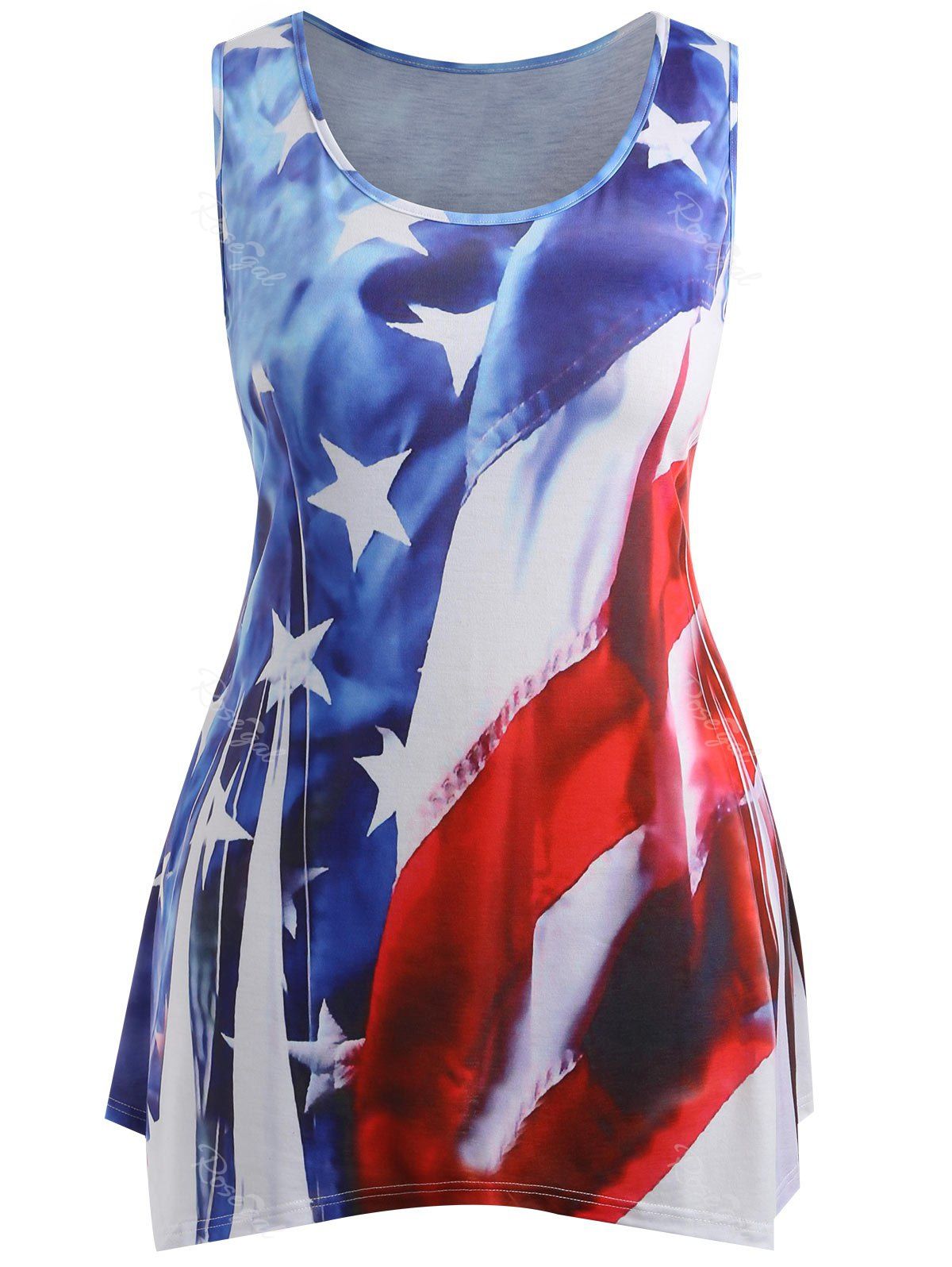 

Plus Size Patriotic American Flag Tank Top, Royal blue