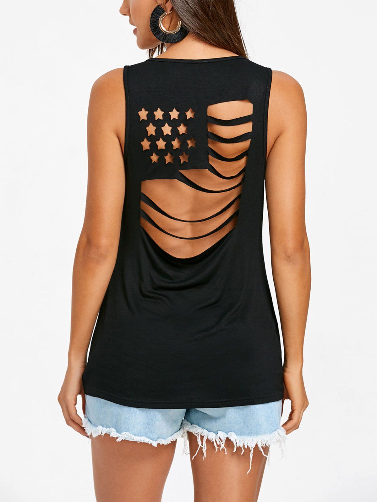 off shoulder american flag shirt