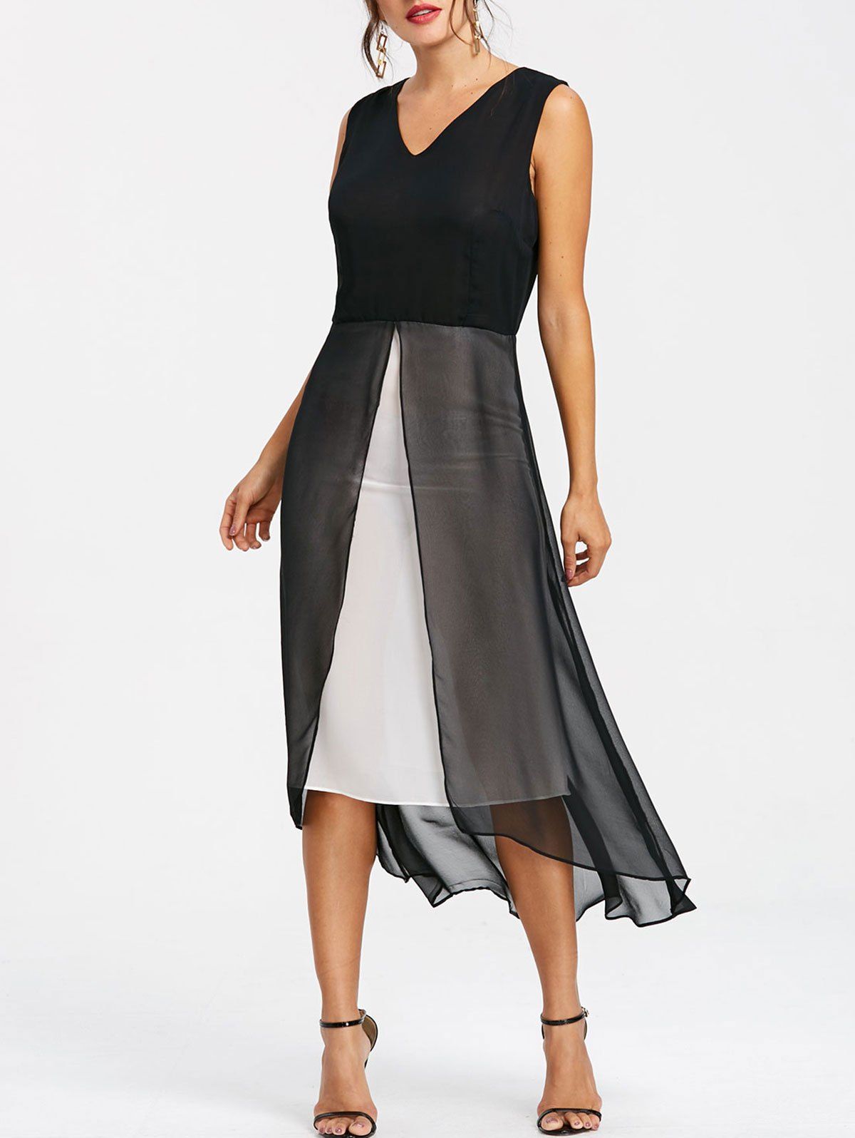 

High Low Sleeveless A Line Dress, Black
