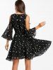 Plunging Neck Open Shoulder Stars Chiffon Dress -  