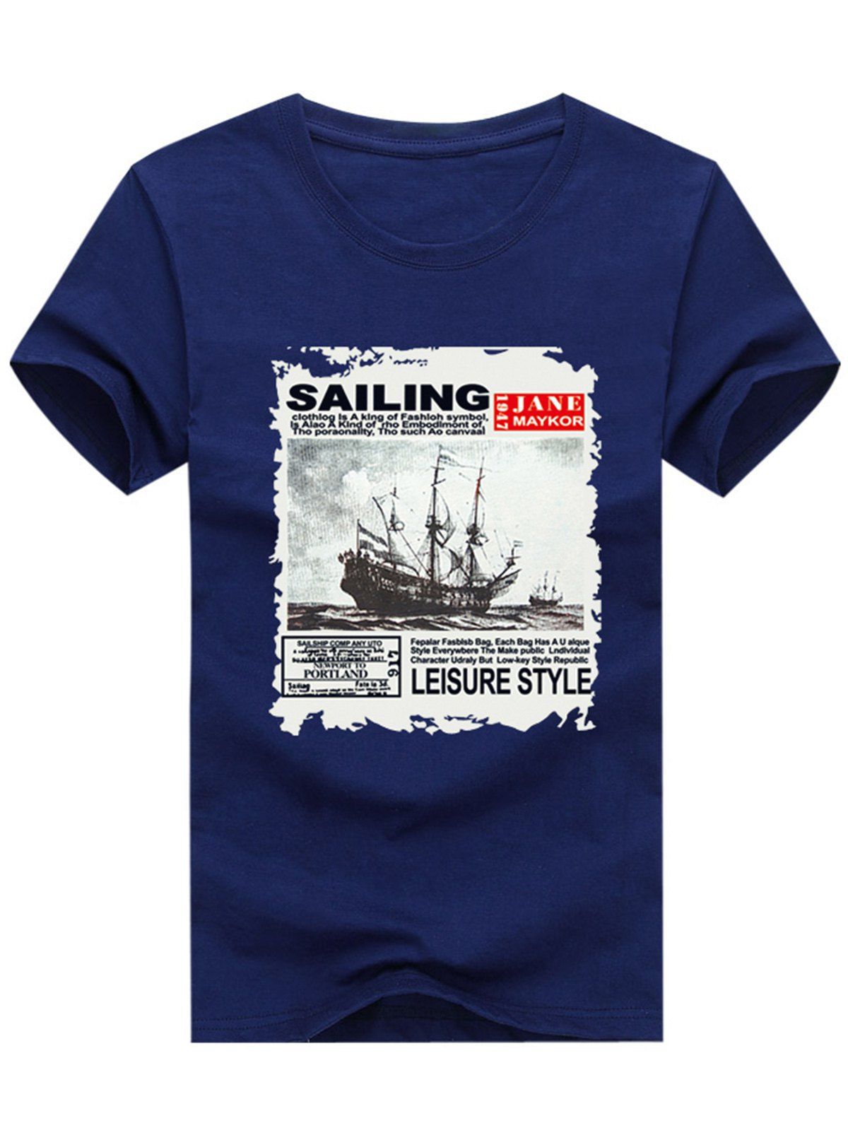 

Sailing Sailboat Letter Pattern T-shirt, Earth blue