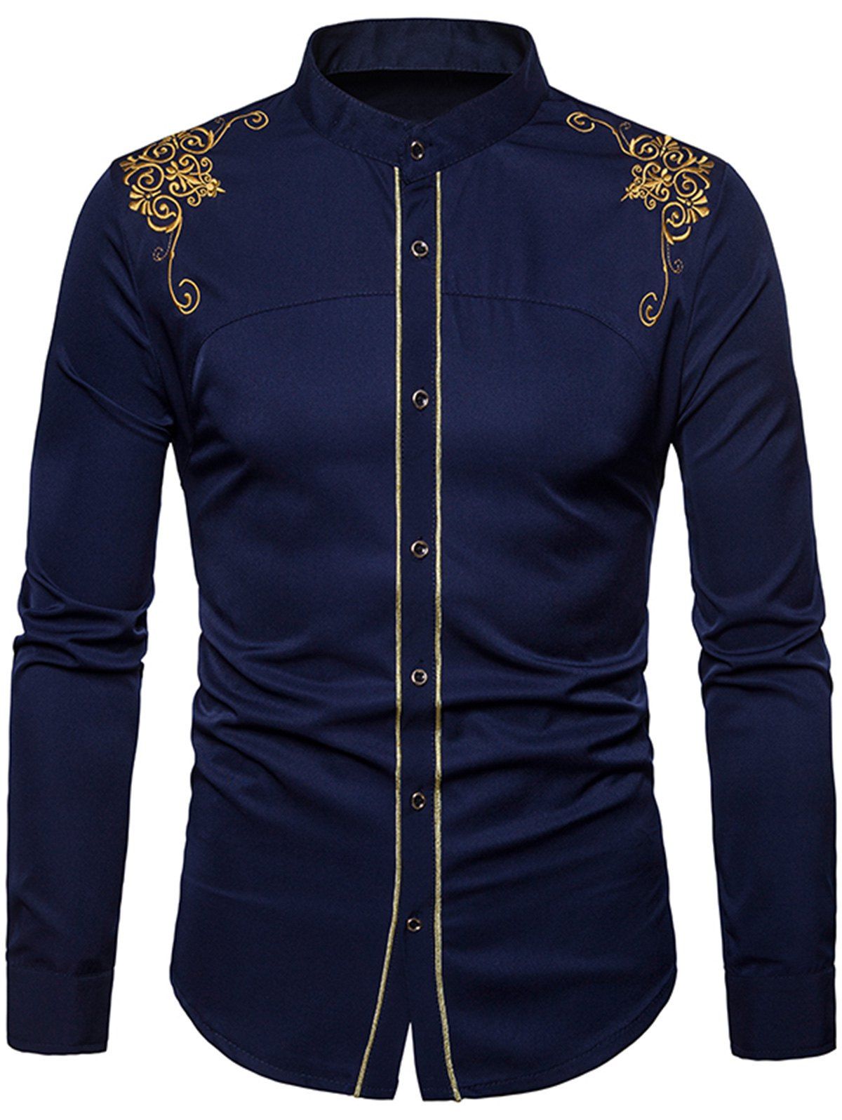 

Embroidery Long Sleeve Shirt, Midnight blue