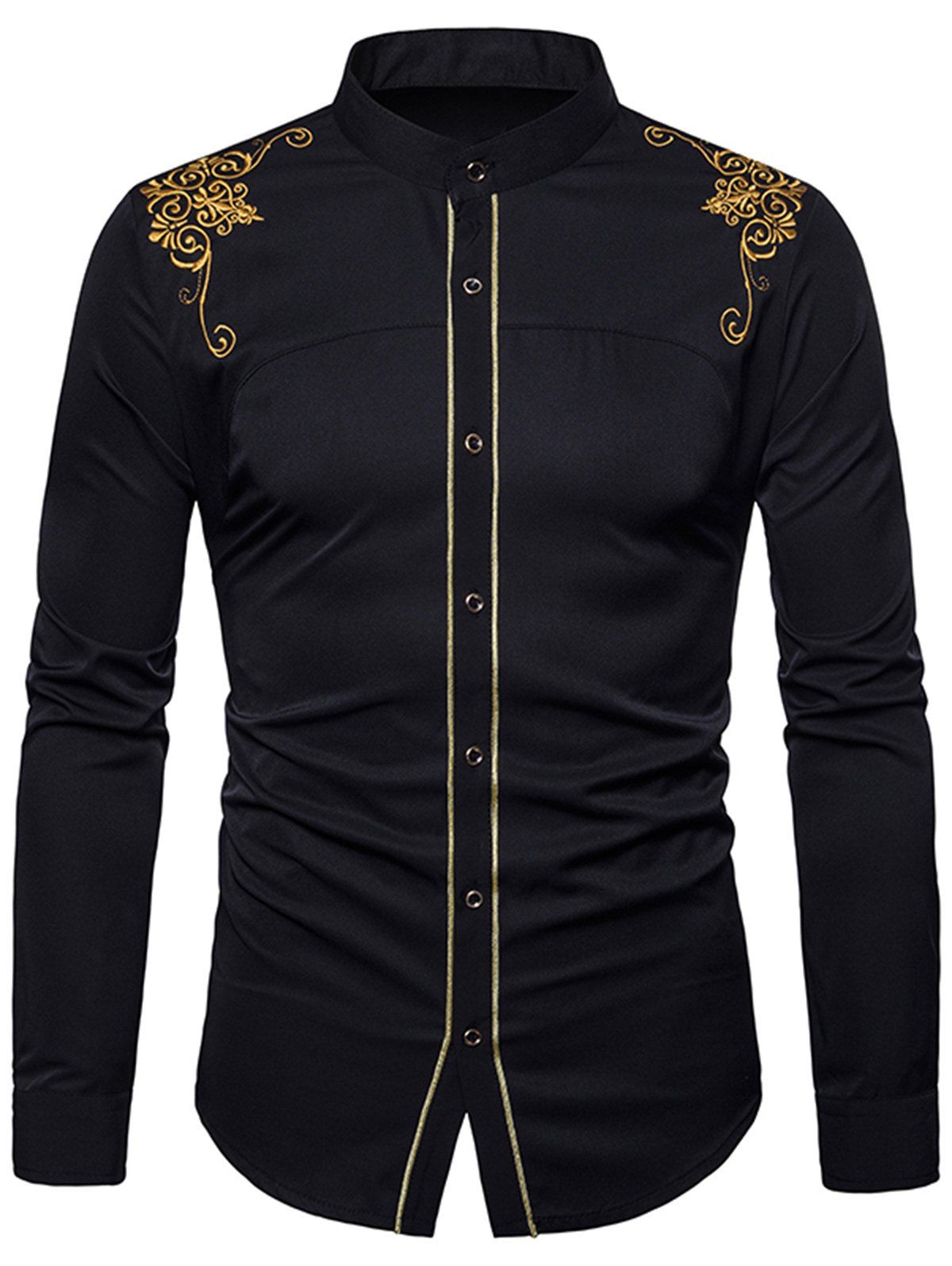 

Embroidery Long Sleeve Shirt, Black