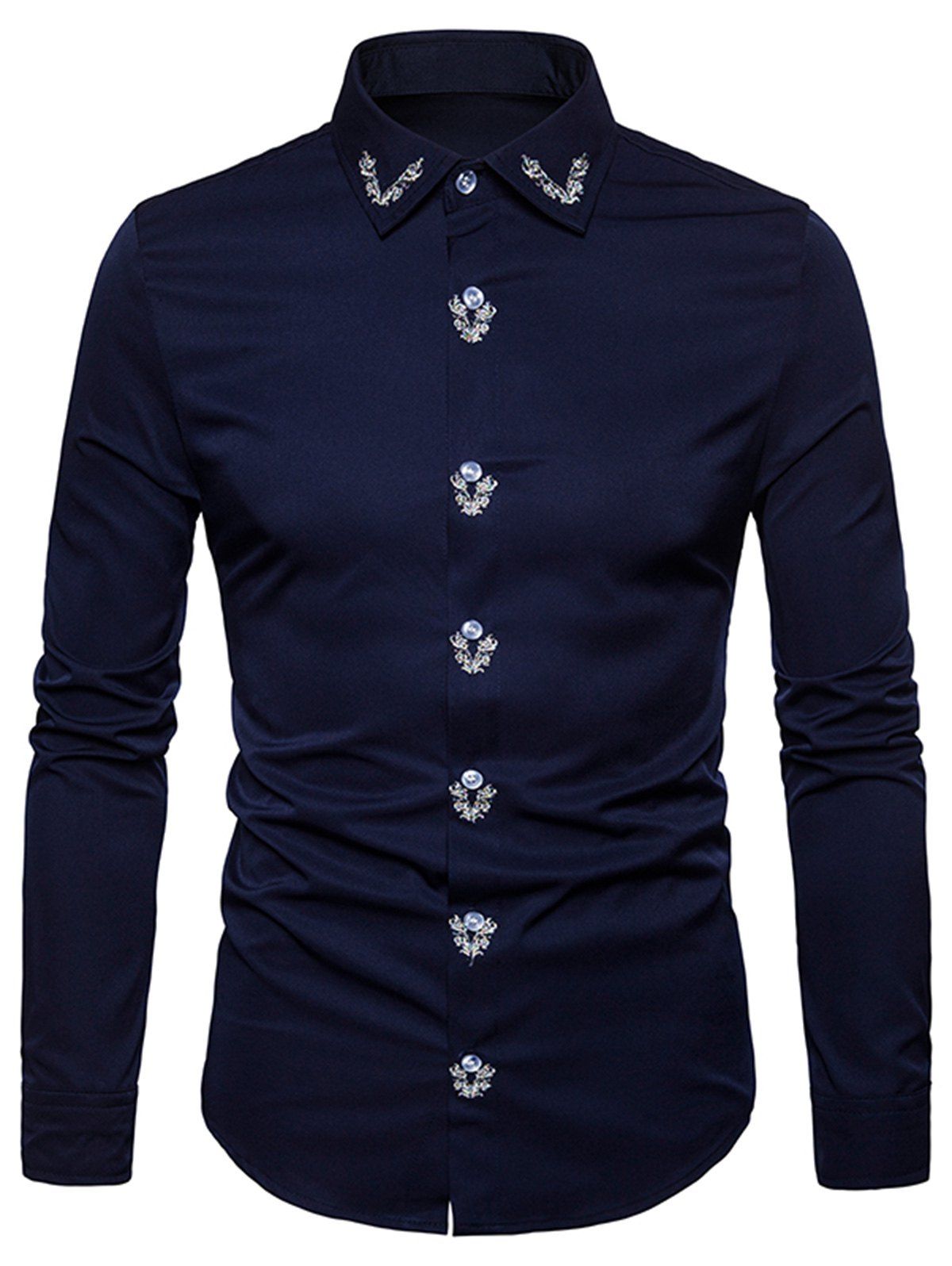 

Vintage Embroidered Long Sleeve Shirt, Midnight blue