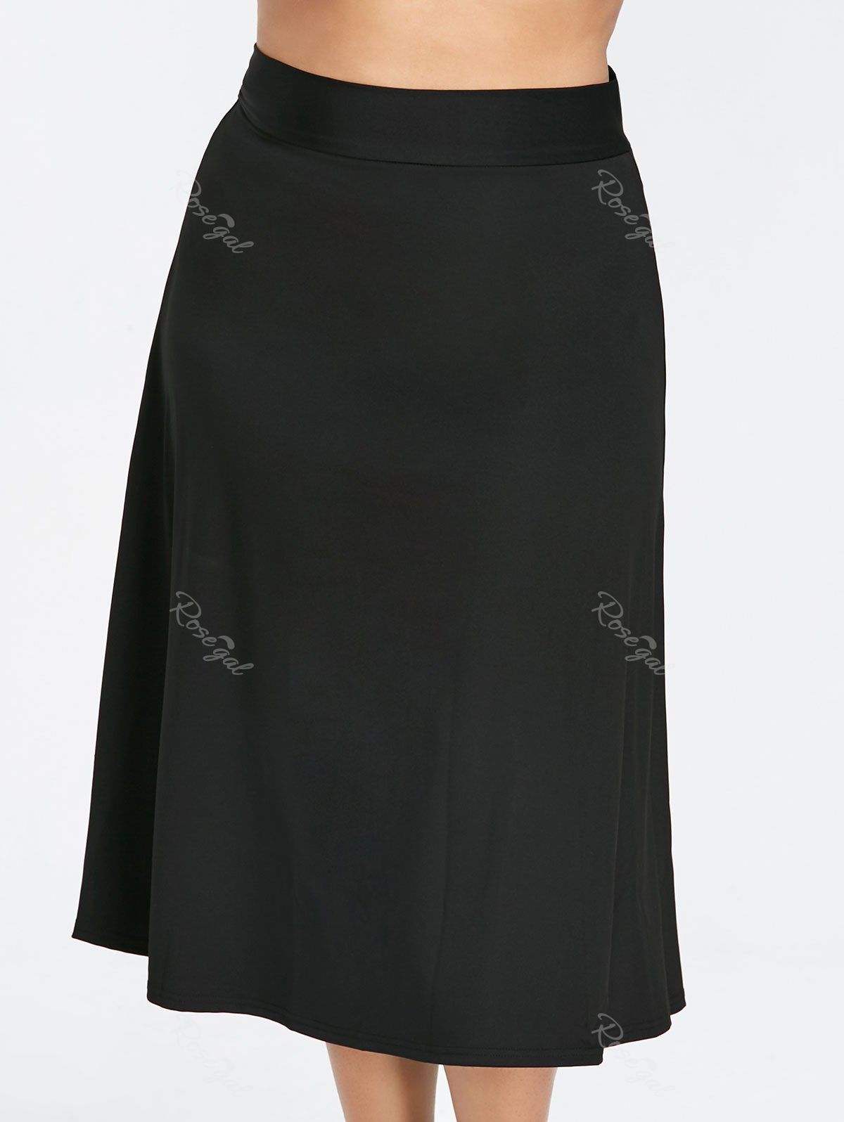 

Back Zipper Plus Size Midi skirt, Black