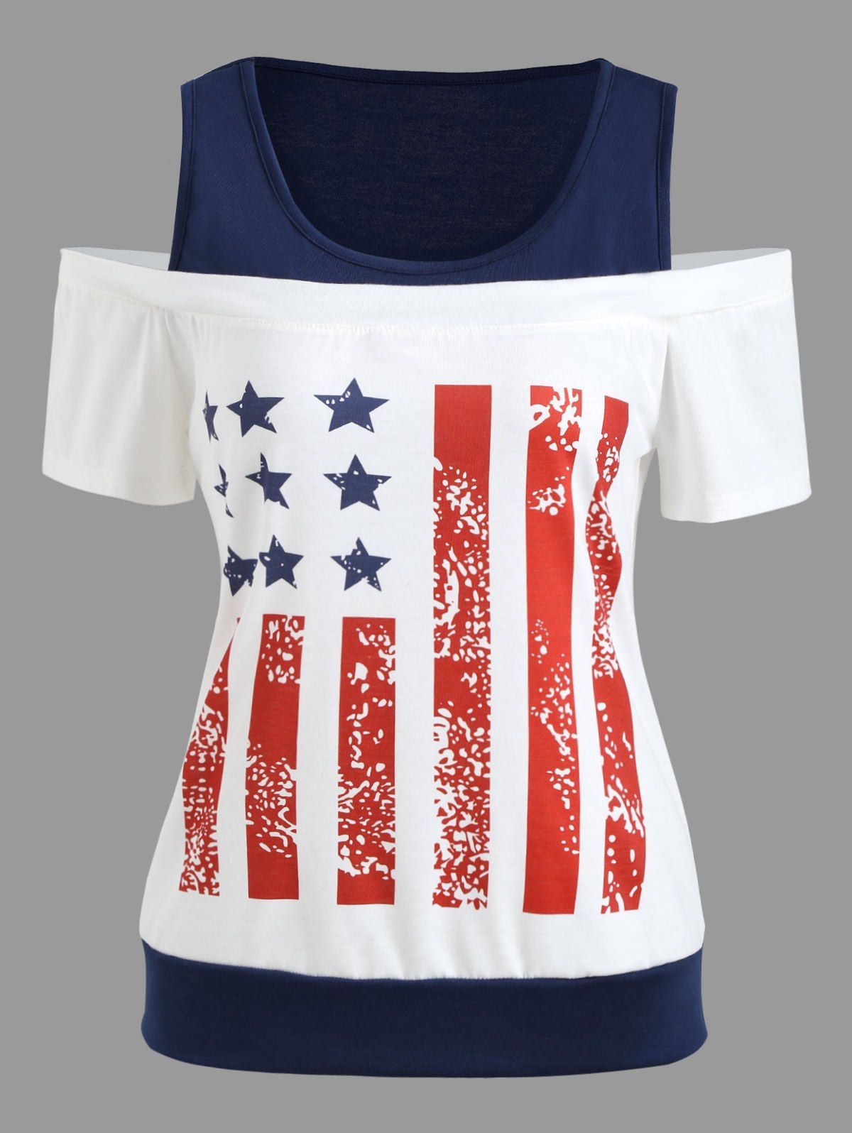 

Patriotic American Flag Print T-shirt, White