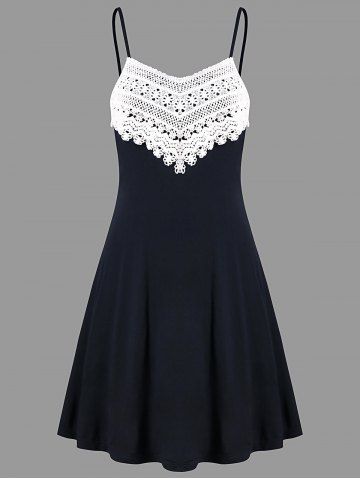 Crochet Lace Panel Mini Slip Dress
