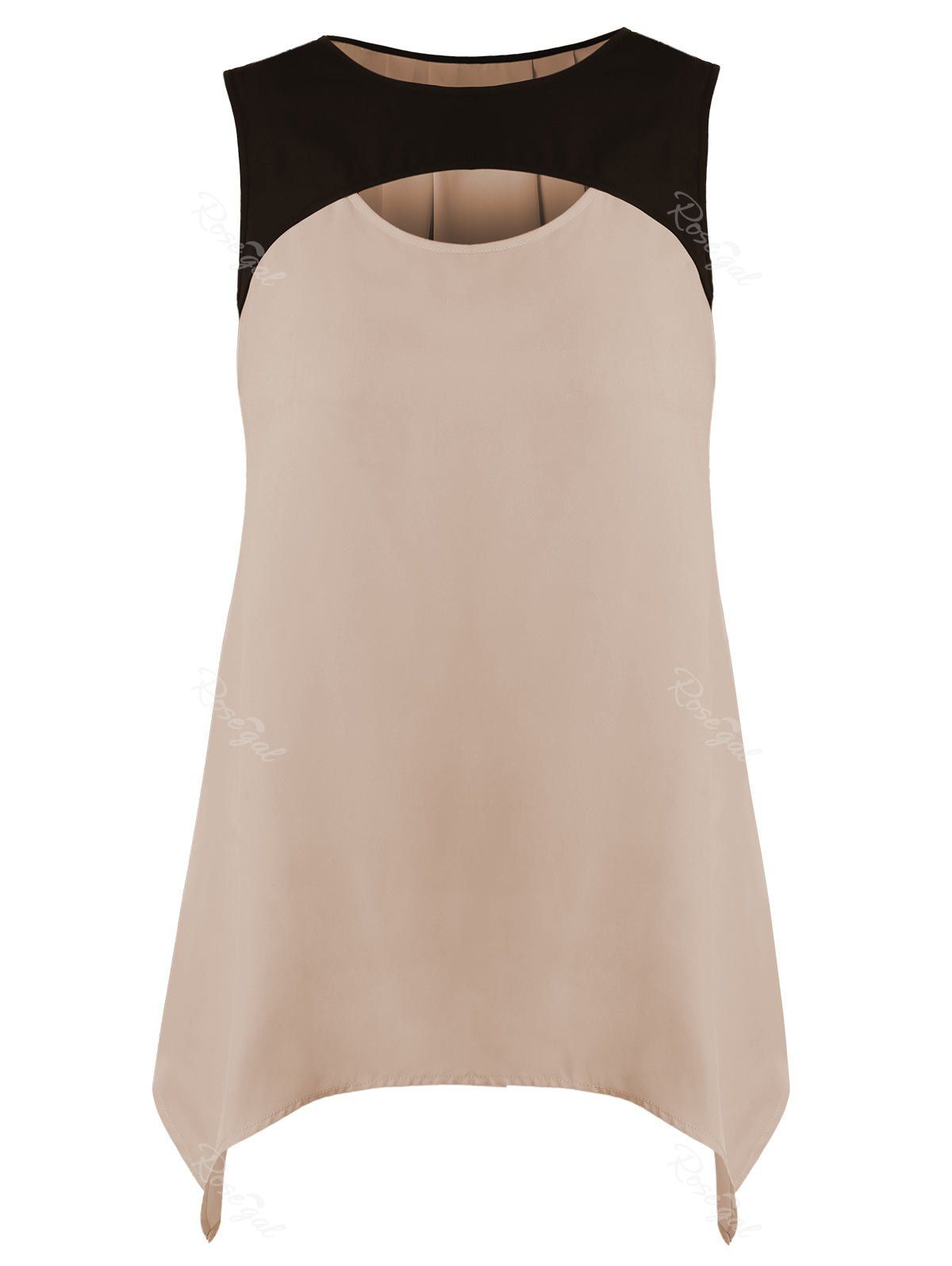 

Cut Out Color Block Pintuck Tank Top, Colormix