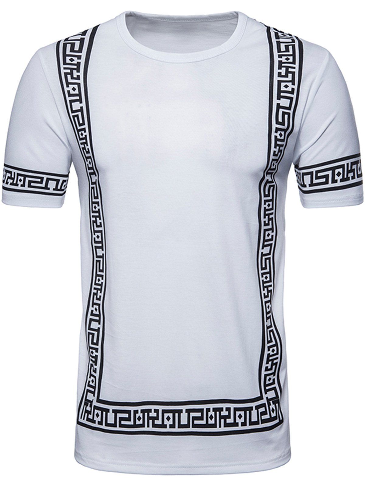 

Geometric Print Short Sleeve Hip Hop T-shirt, White