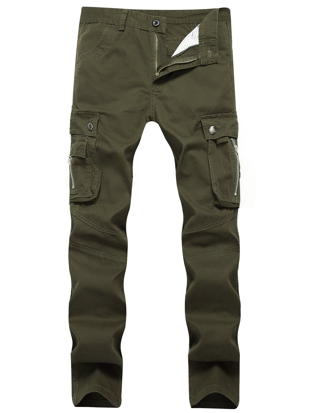 

Straight Leg Cargo Pants with Pockets, Army green