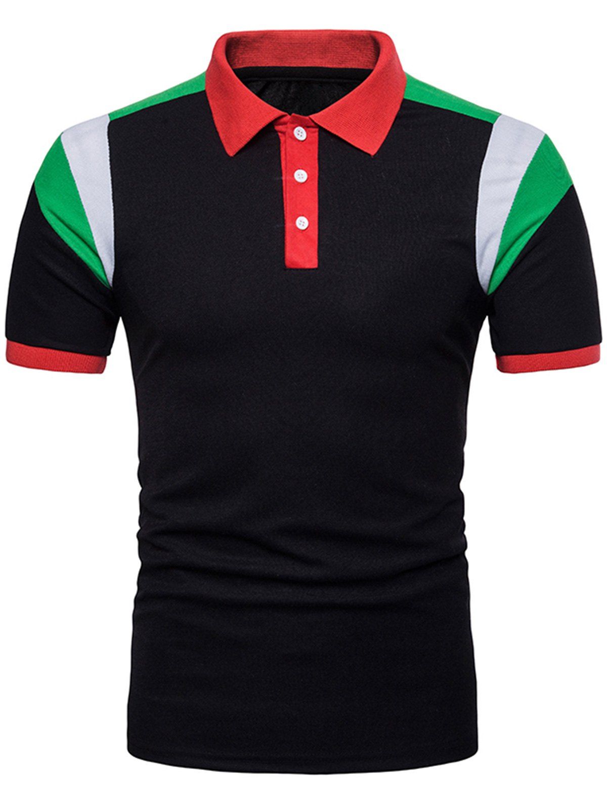 

Casual Half Button Color Block T-shirt, Black