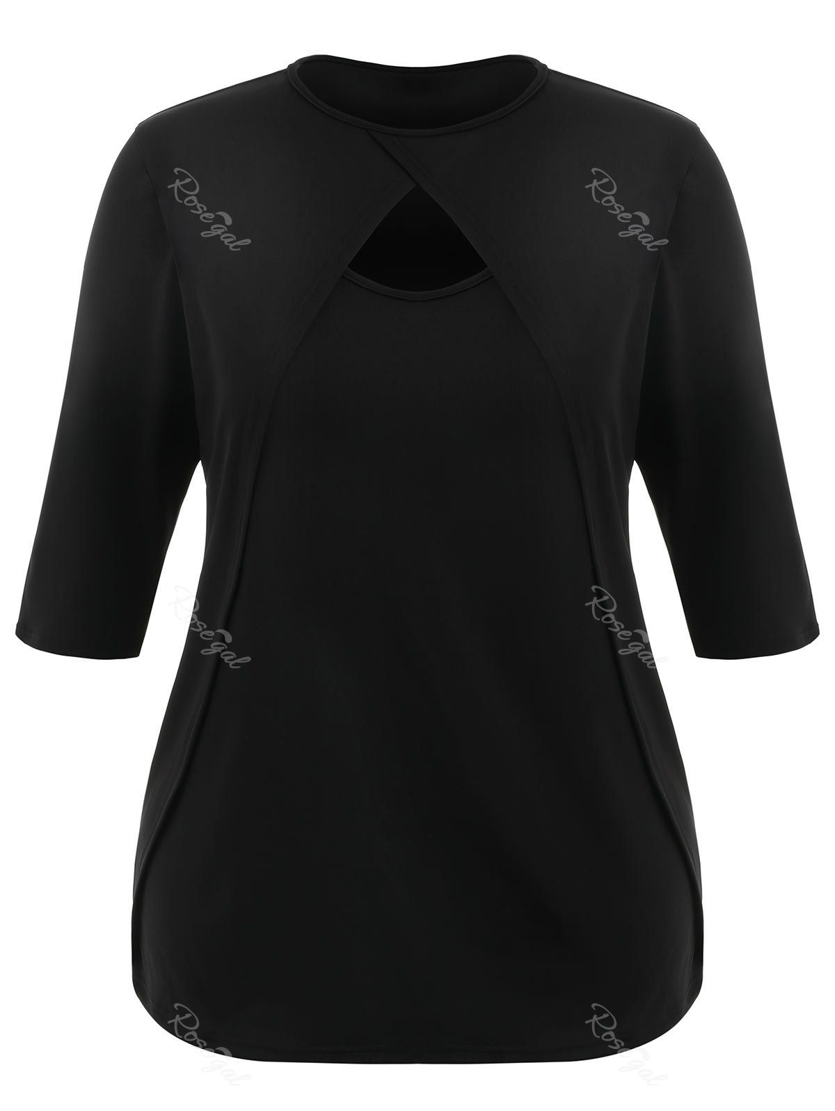 

Front Slit Plus Size Cut Out T-shirt, Black