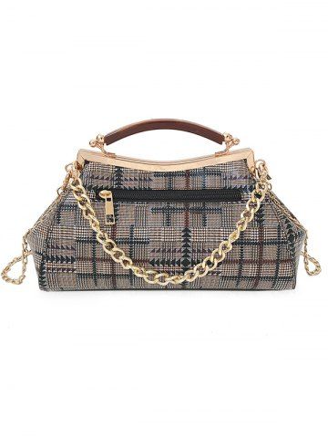 New Geometric Plaid Pattern Top Handle Crossbody Bag
