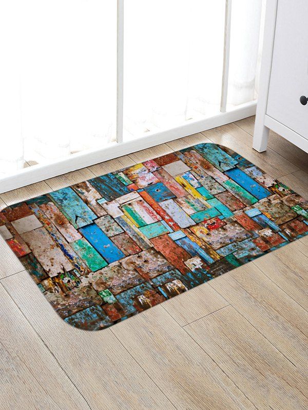 

Irregular Shaped Planks Print Floor Rug, Multi