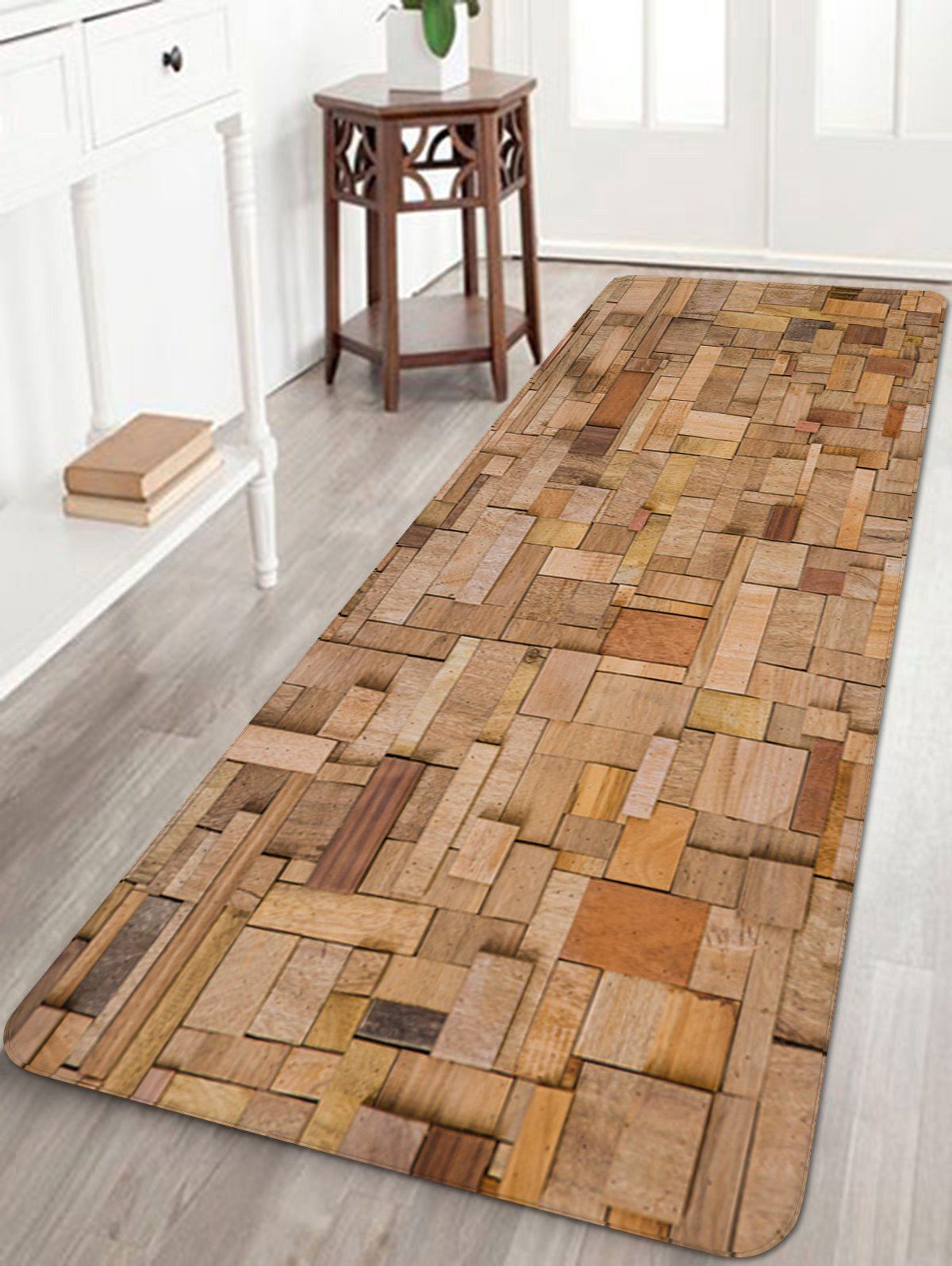 

Uneven Wood Pattern Anti-skid Water Absorption Area Rug, Camel brown
