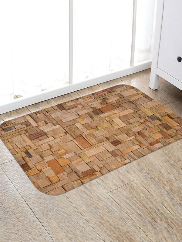 

Uneven Wood Pattern Anti-skid Water Absorption Area Rug, Camel brown