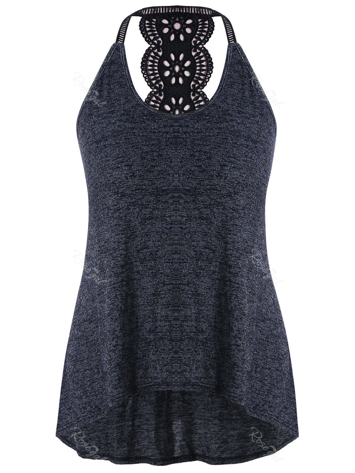 

Plus Size Marled U Neck Dip Hem Tank Top, Black