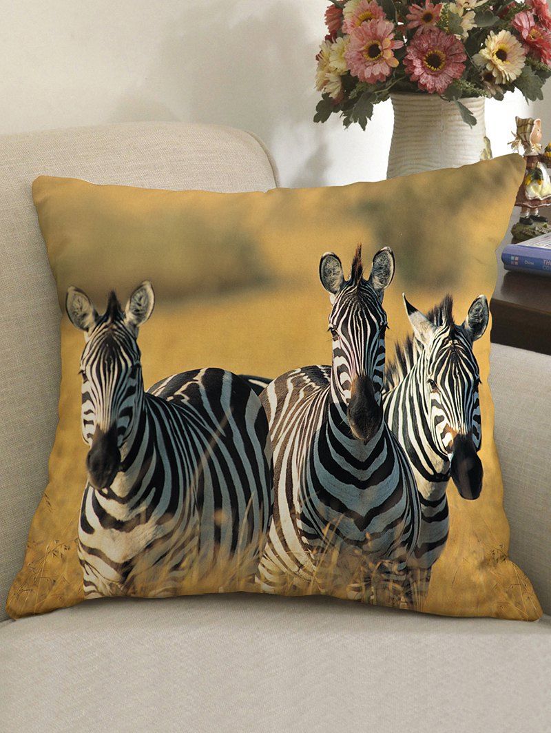 

Zebras Pattern Decorative Linen Sofa Pillowcase, Multi
