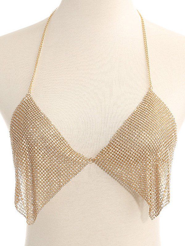 [33% OFF] Rhinestoned Metal Chainmail Bra Body Chain | Rosegal