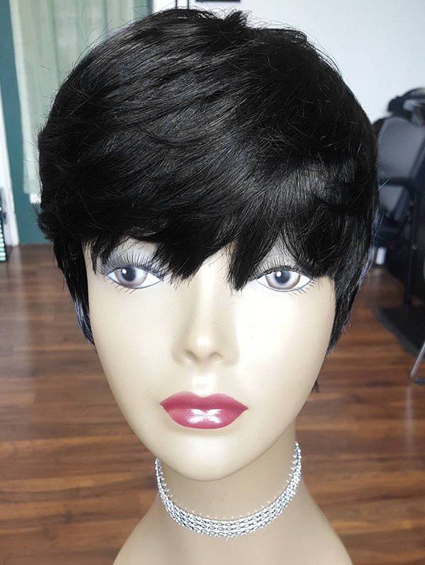 

Short Side Bang Straight Synthetic Wig, Black