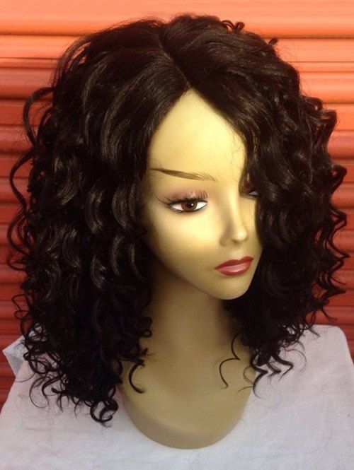 

Medium Side Parting Wavy Synthetic Wig, Black cat