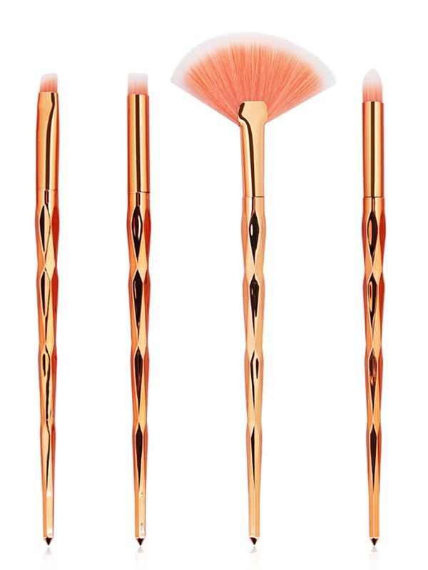 

Professional 4Pcs Zircon Handle Ultra Soft Cosmetic Brush Kit, Golden brown