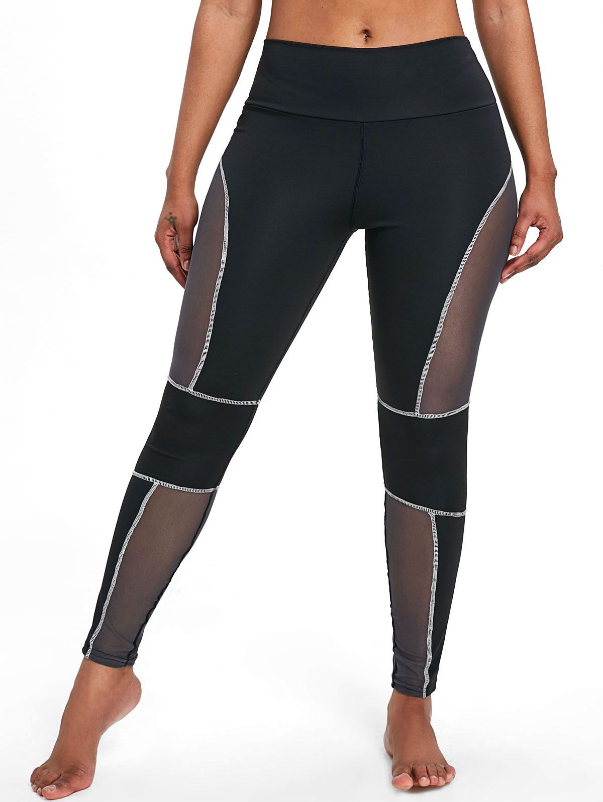 gym leggings with see through panels