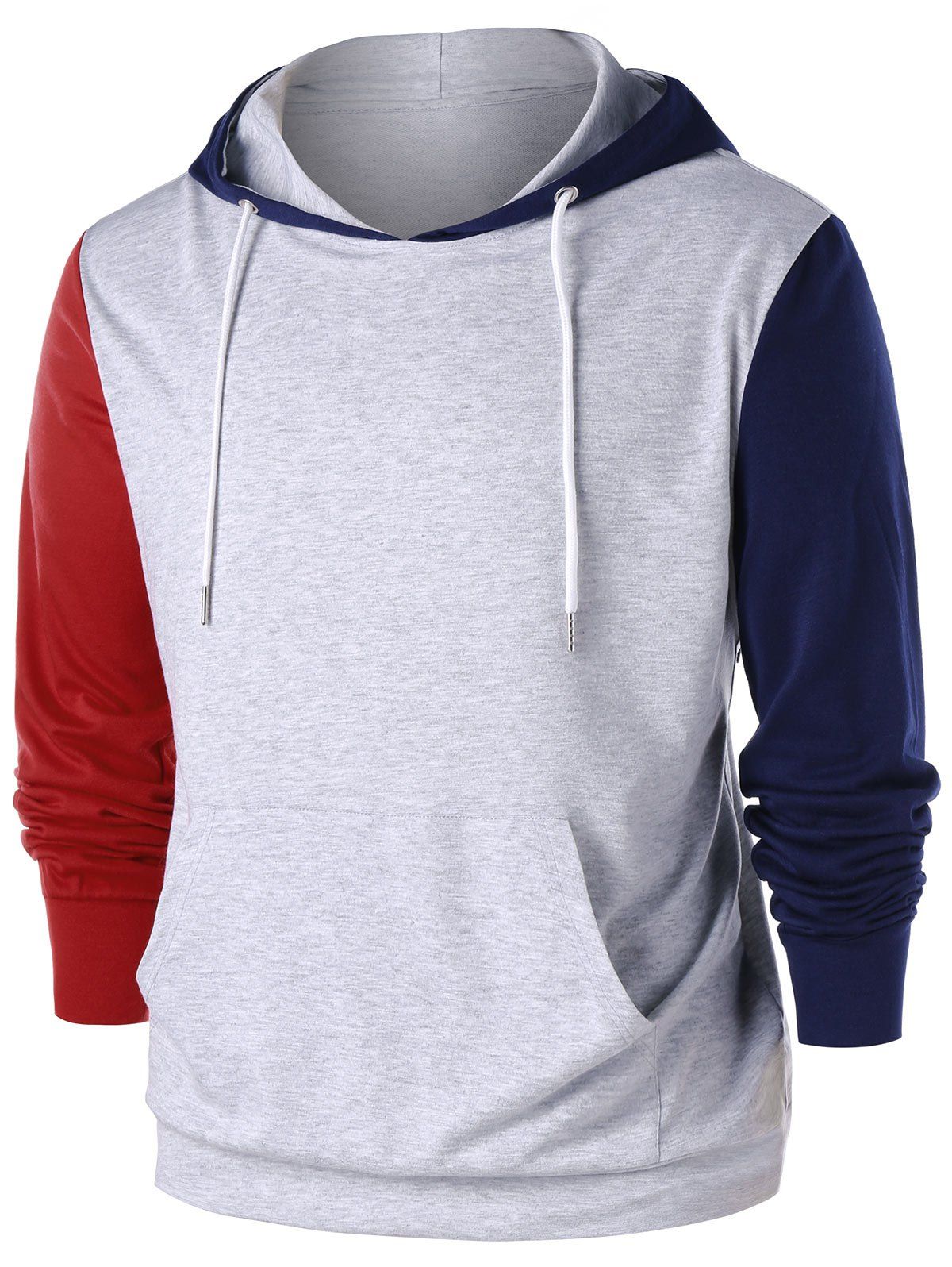 

Color Block Kangaroo Pocket Hoodie, Light gray