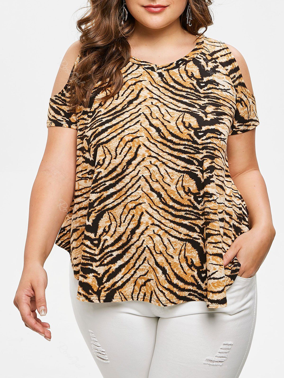 plus size tiger print shirt